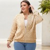 Anna-Kaci Women's Plus Size Sequin Zip-Up Bomber Jacket with Pockets - 2 of 4