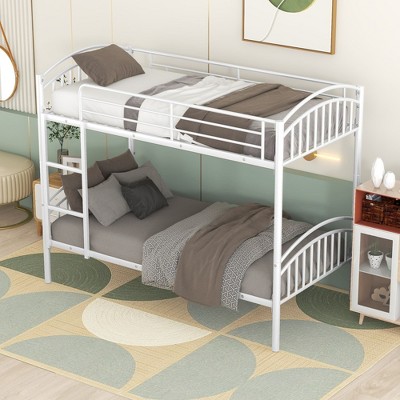 NicBex Twin Over Twin Bunk Bed with Safety Guardrail,Metal Twin Loft Bed with Ladder and Converts to 2 Beds,Noise Reduced Bunk Bed for Bedroom