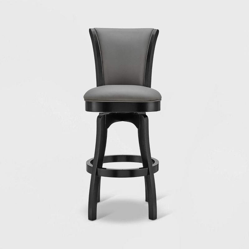 26&#34; Raleigh Faux Leather/Wood Swivel Counter Height Barstool Gray/Black - Armen Living, 3 of 9
