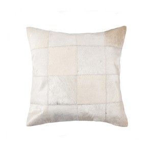 HomeRoots 18" Off White Geometric Cowhide Throw Pillow - 1 of 4