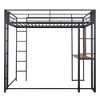 NicBex Full Size Loft Bunk Bed with Desk, Modern Metal Bed Frame with Storage Shelves, Guardrails and 2 Ladders for Bedroom - 3 of 4