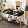 Entryway Table, Console Table with Two Drawers, Retro Hallway Table with Striking Geometric Design for Entryway and Living Room - 4 of 4
