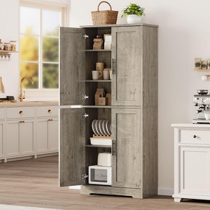 70 Inch Tall Kitchen Pantry Cabinet, Freestanding Storage Cabinet with 4 Doors and Adjustable Shelves, Utility Hutch Cupboard for Dining Room,grey - 1 of 4