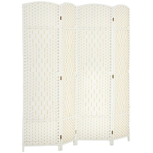 HOMCOM Room Divider, 6' Tall Folding Privacy Screen, Hand-Woven Freestanding Wood Partition for Home Office, Bedroom - 1 of 4