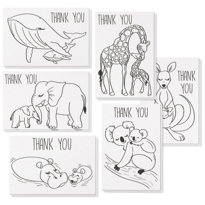 Best Paper Greetings 48 Pack Mommy Baby Animals Thank You Cards Greeting Cards with Envelopes 4x6 in for Baby Shower