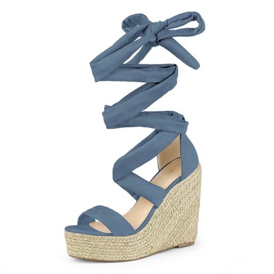 Allegra K Women's Espadrille Platform Wedges Heel Lace Up Sandals