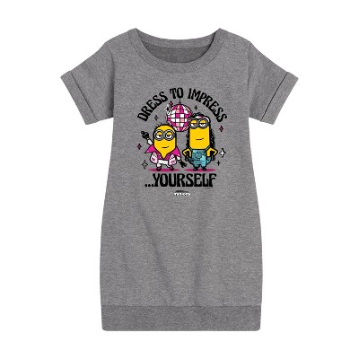 - Despicable Me Minions - Dress To Impress Yourself Graphic Short Sleeve Fleece Dress