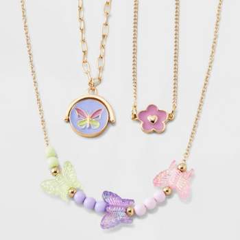 Girls' 3pk Butterfly Spinner Necklace Set - Cat & Jack™