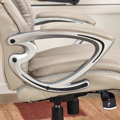 Ergonomic Cream Bonded Leather Executive Office Chair with AIR Lumbar Support