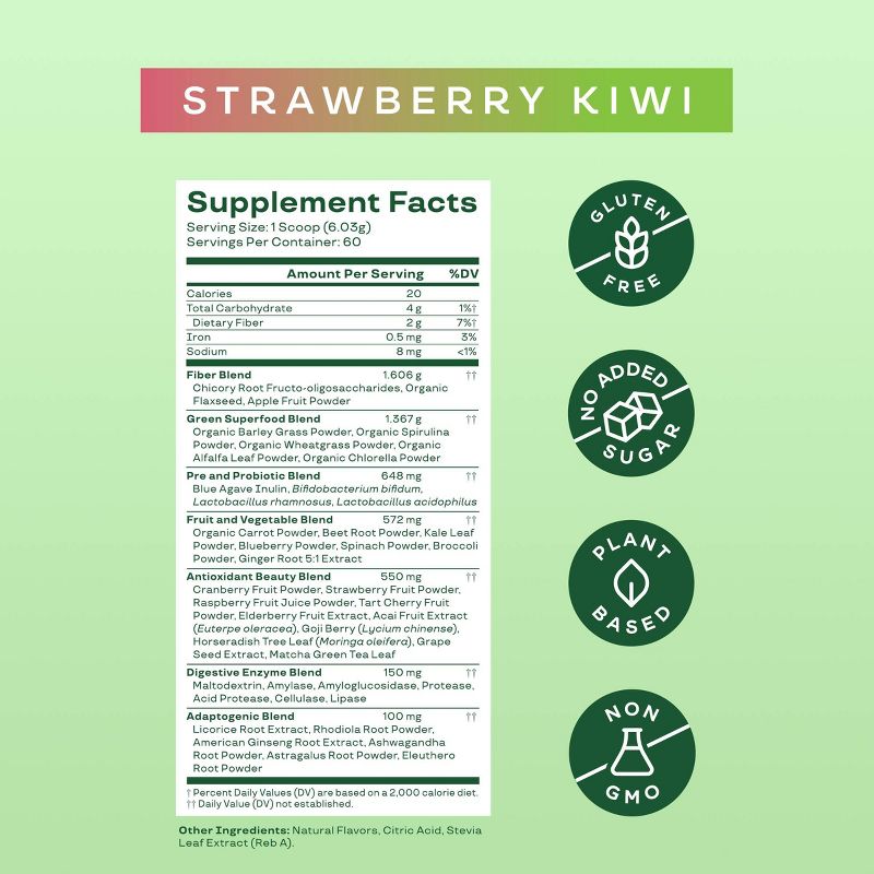 BLOOM NUTRITION Greens and Superfoods Powder - Strawberry Kiwi, 5 of 8