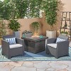 GDFStudio Polk Outdoor Faux Wicker Club Chair and Fire Pit Set - 2 of 4