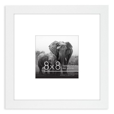 Americanflat Picture Frame in White MDF / Shatter Resistant Glass with Easel Stand for Wall and Tabletop - 8" x 8"