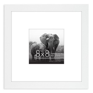 Americanflat Picture Frame in White MDF / Shatter Resistant Glass with Easel Stand for Wall and Tabletop - 8" x 8" - 1 of 4