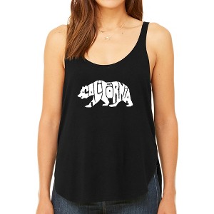 LA Pop Art Women's Premium Word Art Flowy Tank Top - California Bear - 1 of 4