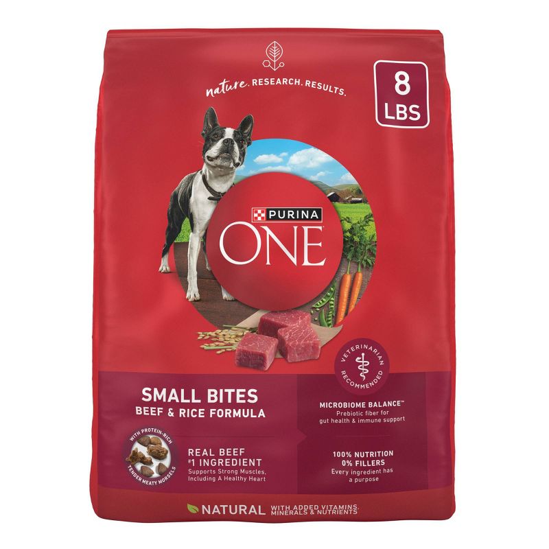 Purina ONE SmartBlend Small Bites Beef & Rice Formula Adult Dry Dog Food, 1 of 8