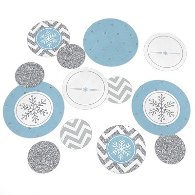 Big Dot of Happiness Winter Wonderland - Snowflake Holiday & Winter Wedding Giant Circle Confetti - Party Décor - Large Confetti 27 Count