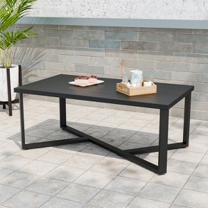 EAGLE PEAK Urban Slate Modern Outdoor Coffee Table, Weather-Resistant Steel Accent Patio Table - 1 of 4