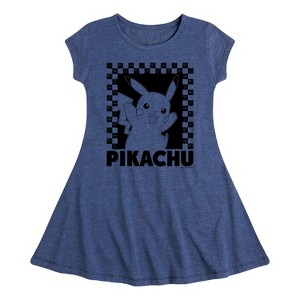 Girls' - Pokémon - Pikachu Checkers Fit & Flair Cap Sleeve Dress - 1 of 3