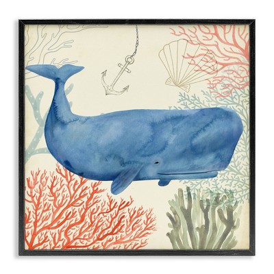 Stupell Industries Underwater Whimsical Whale Watercolor, 17" x 17"