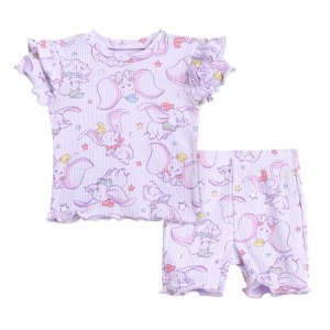 Disney Junior Baby Girls Ribbed Peplum T-Shirt and Bike Shorts Outfit Set Newborn to Infant Sizes (0-3 Months - 14-16) - 1 of 4