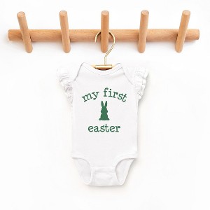 The Juniper Shop Bunny First Easter Baby Flutter Sleeve Bodysuit - 1 of 2