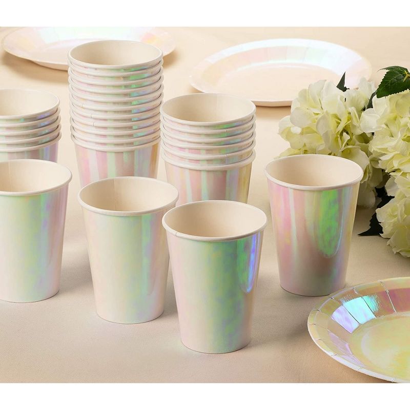 Juvale 36-Pack Iridescent Party Supplies - 12 oz Iridescent Paper Cups, Disposable Party Cups for Hold and Cold Drinks, 5 of 8