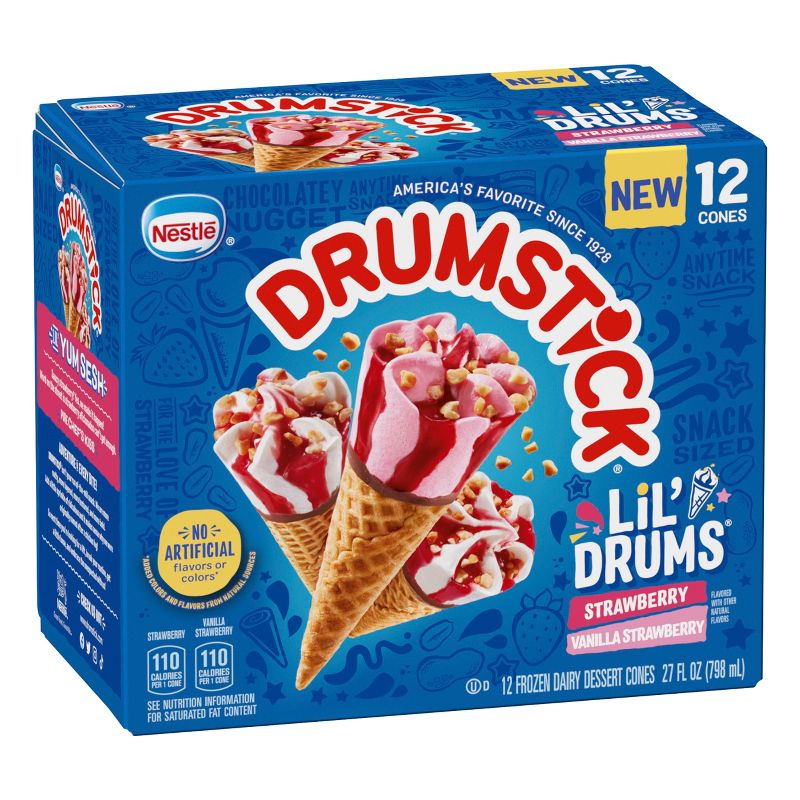 Drumstick Strawberry Lil&#39;Drum Frozen Dessert - 27 fl oz/12ct, 3 of 9