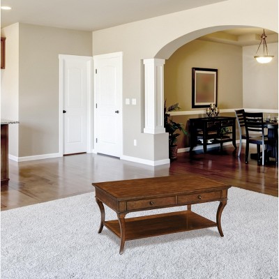 Rustic Brown Rectangular Wood Coffee Table with Storage