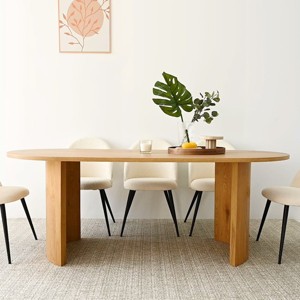 79'' Oval Dining Table Set for 8,Modern Wood Grain Dining Table for Dining Room,Kitchen,Farmhouse-Tanpinhause - 1 of 4