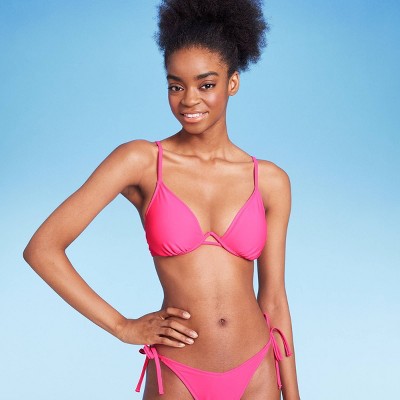 Women's Neoprene Pink Bikini Swimwear Halter Crop Top Bathing Suit Swimsuit  L-XL
