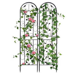 Artloge Set of 2 Tall Metal Garden Trellis Wrought Iron Heavy Duty Climbing Plant Shelf Flower Fence Barrier Edge Border for Outdoor Patio Backyard - 1 of 4