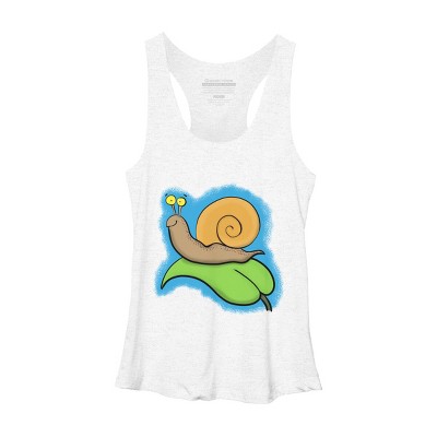 Women's Design By Humans Cute, happy snail on a leaf cartoon illustration By thefrogfactory Racerback Tank Top