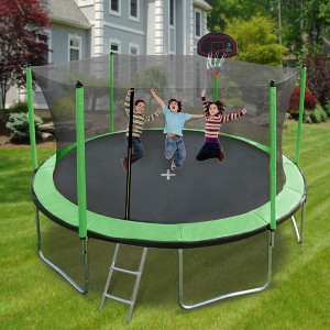Okak 8/15/16FT Weather-Proof Outdoor Trampolines with Soft Basketball Board, Galvanized Metal Rebounder with Ball and Inflator for Garden, Yard - 1 of 4
