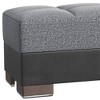 HomeRoots 52" Gray Blue Brown and Gray Chenille And Faux Leather Storage Ottoman - 4 of 4