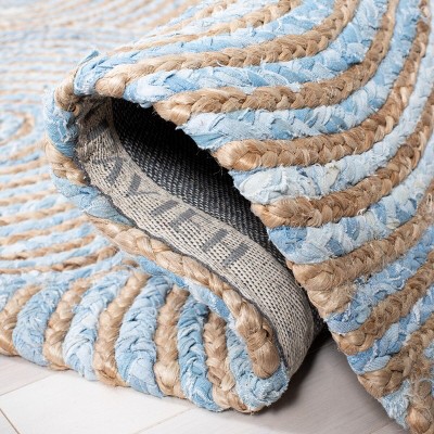 Cape Cod Blue and Natural Flatweave Wool Cotton Runner Rug