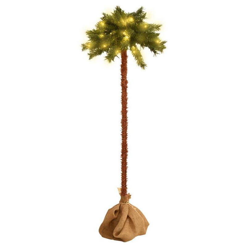 vidaXL Modern 47.2" LED Artificial Palm Tree - Green and Brown Tropical Home Accent Decor with Stable Base, 1 of 9