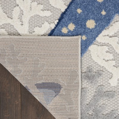 Blue and Grey Coastal Starfish Indoor/Outdoor Area Rug