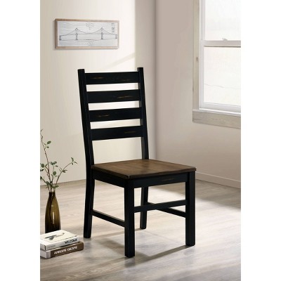 HOMES: Inside + Out: 2 Raincharm Rustic Dining Chairs, Live Edge, Wood Frame, Black/Dark Oak
