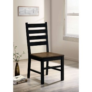 HOMES: Inside + Out: 2 Raincharm Rustic Dining Chairs, Live Edge, Wood Frame, Black/Dark Oak - 1 of 4