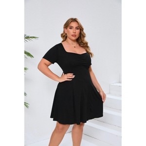 Womens Plus Size Casual Dresses Wrap V Neck Maxi Dress - 1 of 4