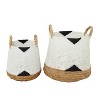 Set of 2 Banana Leaf Storage Baskets White - Olivia & May: Large Decorative Wicker Baskets with Handles, Bohemian Style - 2 of 4