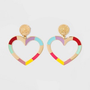 SUGARFIX by BaubleBar Enamel Heart Drop Earrings - Rainbow, Women