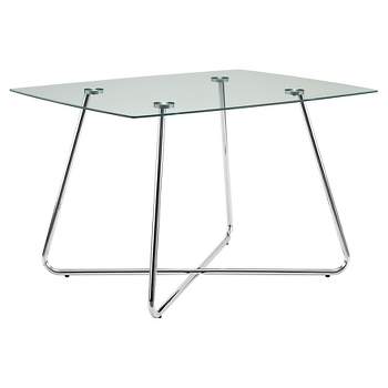 Metal/Glass Dining Table - Chrome - EveryRoom