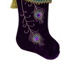 Northlight 19" Purple Velvet Regal Peacock Embroidered Feather Christmas Stocking with Gold Tassel - 3 of 4