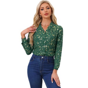 INSPIRE CHIC Women's Metallic Vintage Long Sleeve Gilding Shiny Dots Stars Top - 1 of 4
