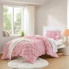 AENKYO Full/Queen Comforter Set, 3-Piece Puffy Embroidery Bedding with Textured Floral Quilting & Elastic Ruching Design - 2 of 4