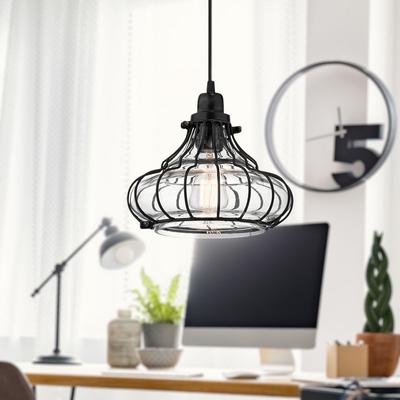 10&#34; Aisling Black Metal Conical Pendant Ceiling Light - River of Goods, 5 of 10