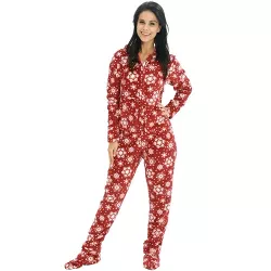 Alexander Del Rossa Women's Hooded Footed Adult Onesie Pajamas, Plush Winter PJs with Hood