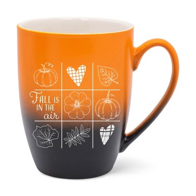 Elanze Designs Fall Is In The Air Two Toned Ombre Matte Orange and Black 12 ounce Ceramic Stoneware Coffee Cup Mug