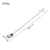 Unique Bargains Stainless Steel Long Handle With Spiral Pattern Drink Mixing Spoon 2 Pcs - 2 of 4